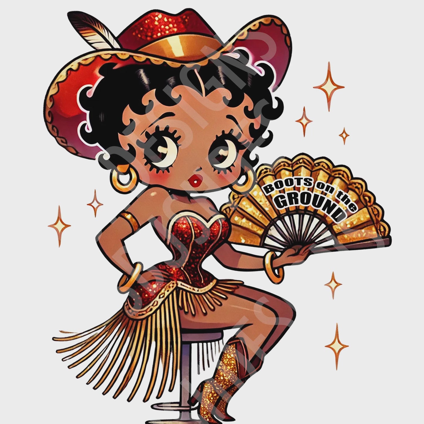 Black Betty Boop Boots on the Ground with Clack Fan 2 Digital Files - Use for Tumblers, Luggage Tag, Clothing, Party Favors, Clack Fans etc