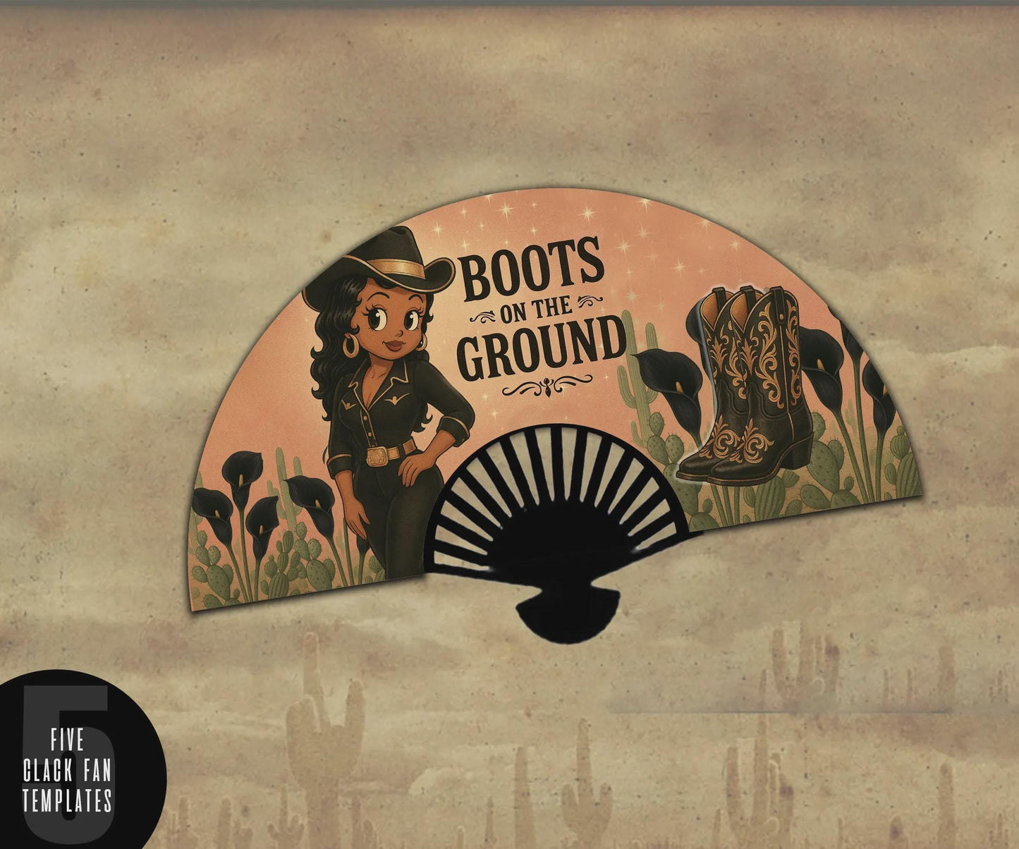 5 Stunning Set of Black Betty Boop Clack Fan Templates - These are non editable - 5 Boots on The Ground HQ PNG Files for Clack Fans