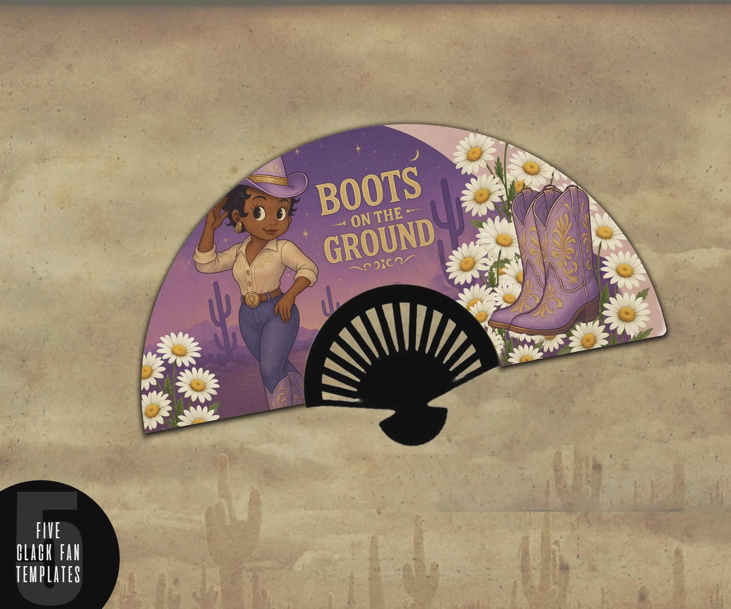 5 Stunning Set of Black Betty Boop Clack Fan Templates - These are non editable - 5 Boots on The Ground HQ PNG Files for Clack Fans