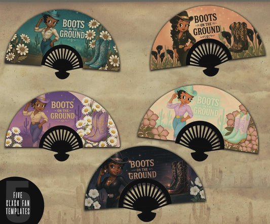 5 Stunning Set of Black Betty Boop Clack Fan Templates - These are non editable - 5 Boots on The Ground HQ PNG Files for Clack Fans