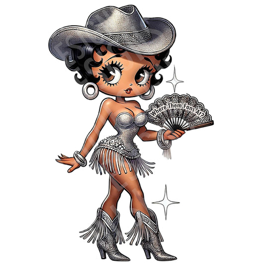 2 Jazzy Black Betty Boop Where Them Fans at Images - Silver Western Black Betty Boop Cowgirl Instant Downloads DIGITAL FILE ONLY
