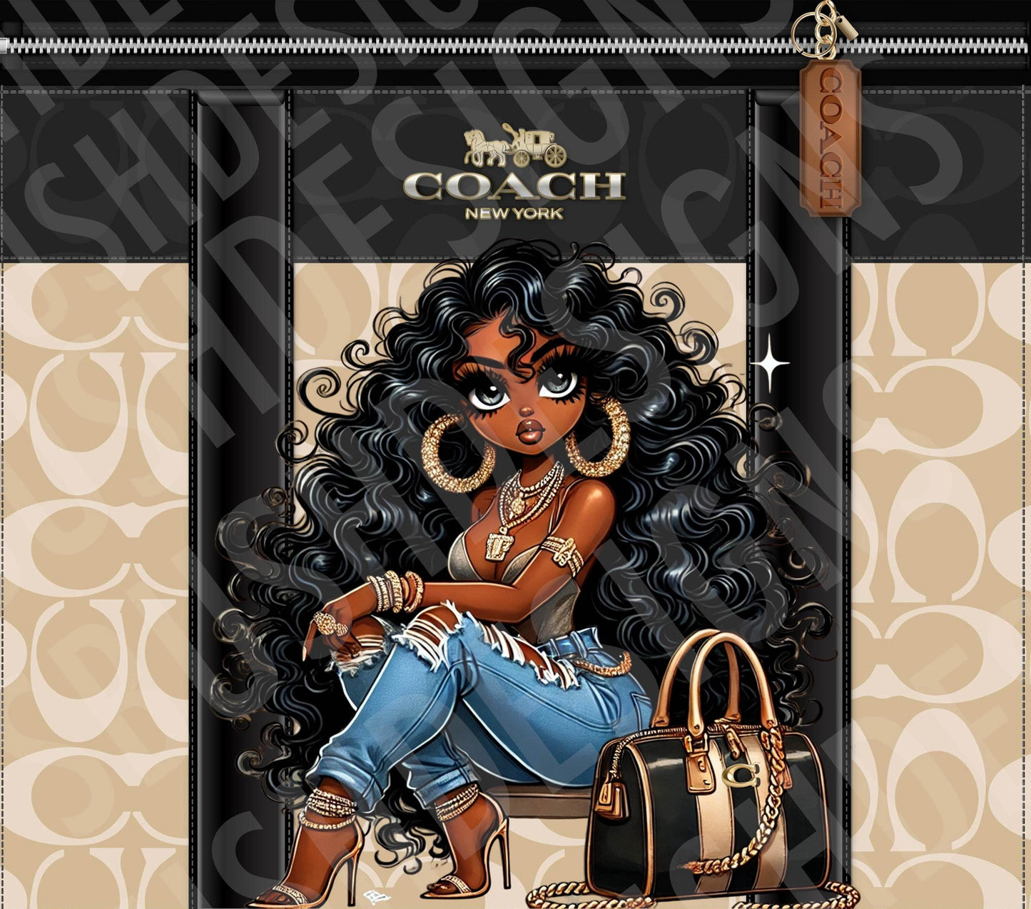 Baddie Black Betty Boop Coach Tumbler Wrap PNG High Resolution File -  Betty Boop Luxury Black and Brown Themed Coach Design Tumbler File