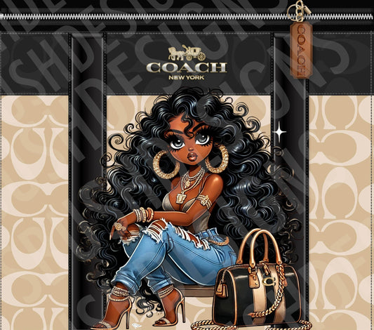 Baddie Black Betty Boop Coach Tumbler Wrap PNG High Resolution File -  Betty Boop Luxury Black and Brown Themed Coach Design Tumbler File