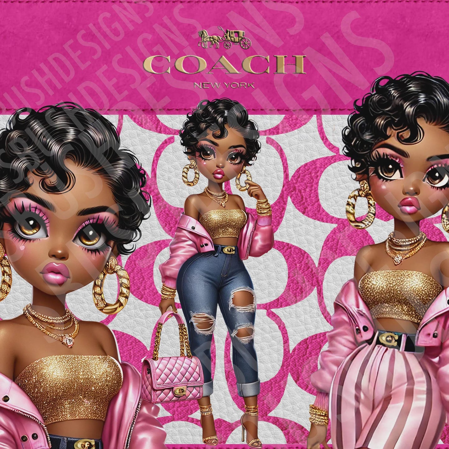 Super Cute Modern Betty Boop Purse Tumbler Wrap PNG High Resolution File - Luxury Tumbler File with Pink and Gold Betty Boop Theme Design