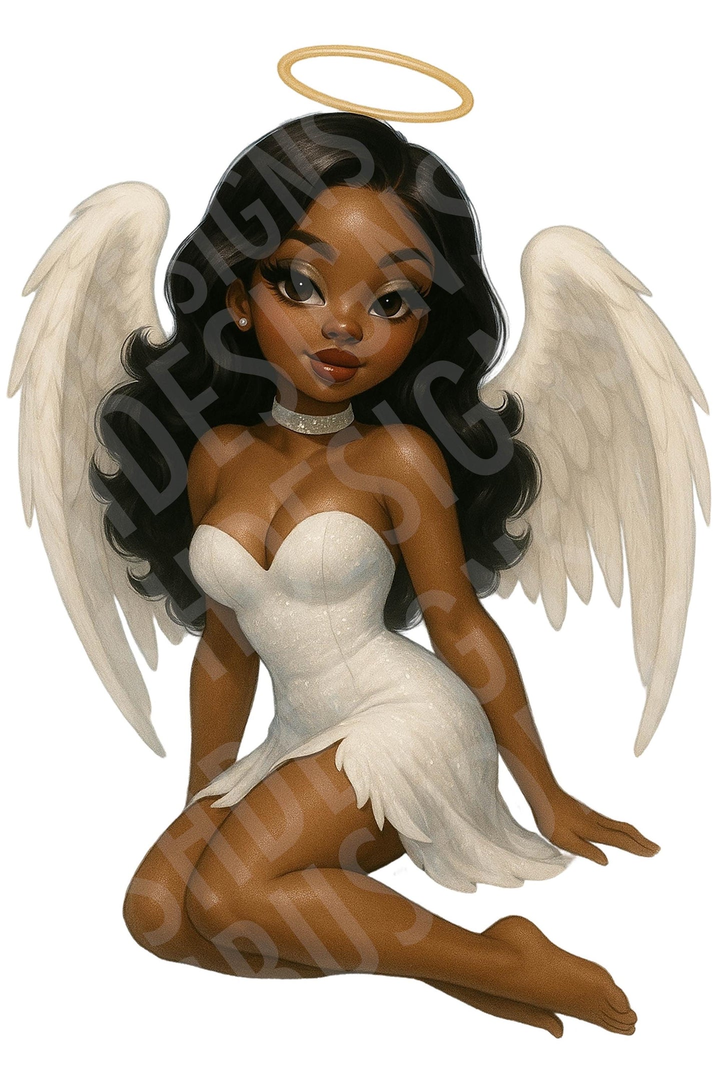Black Angel & Devil Pin-Up Girl PNGs – Cute Good vs Evil Clipart Set – Retro Digital Art for Sublimation, Stickers and Crafts