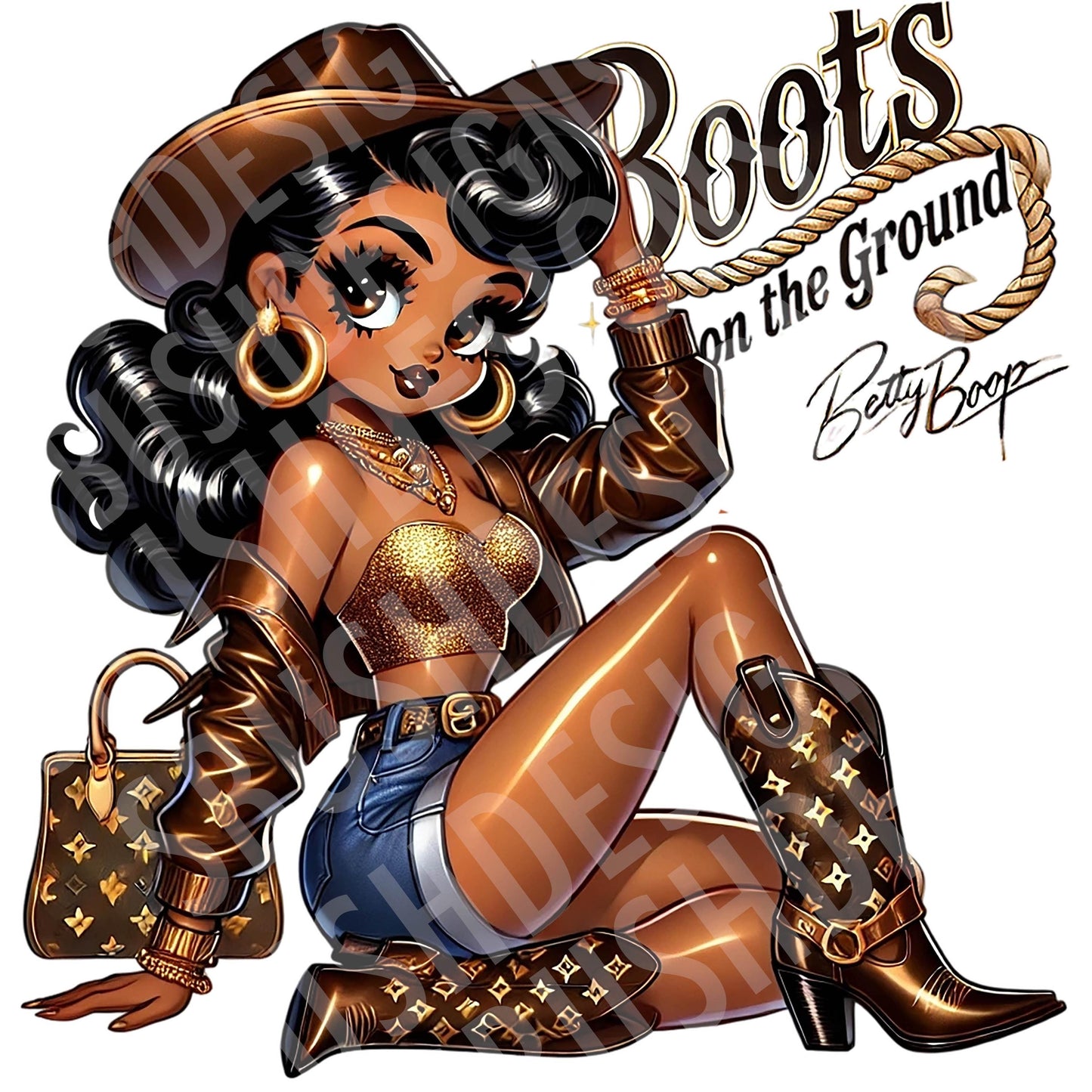 Cute Betty Boop Boots On The Ground PNG File, Black Betty Boop, Boots on The Ground Png, Where Them Fans At Png, Boots On The Ground Shirt