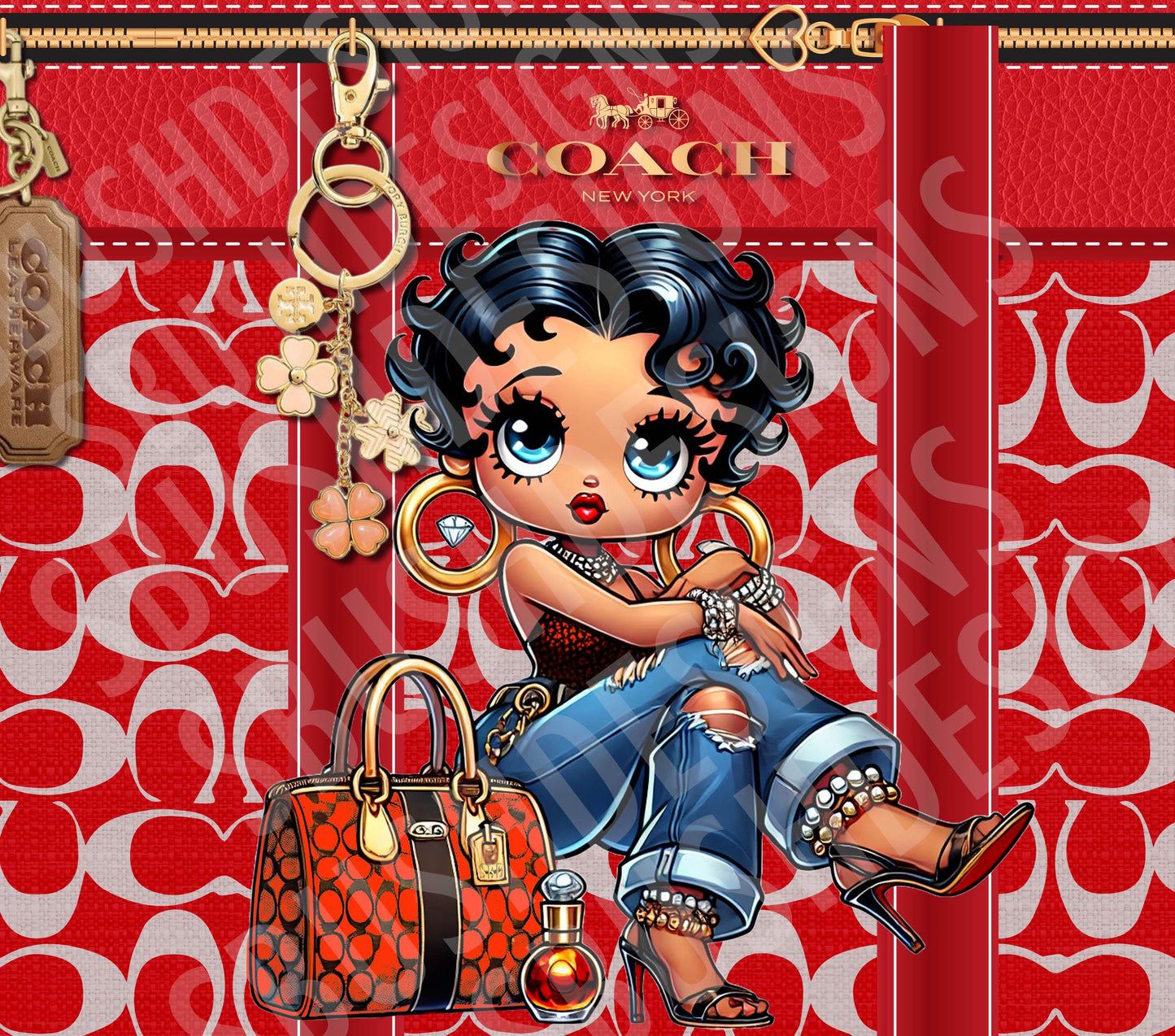 Fabulous Betty Boop Purse Tumbler Wrap PNG High Resolution File -  Betty Boop Luxury Classic Red Themed Designer Tumbler File