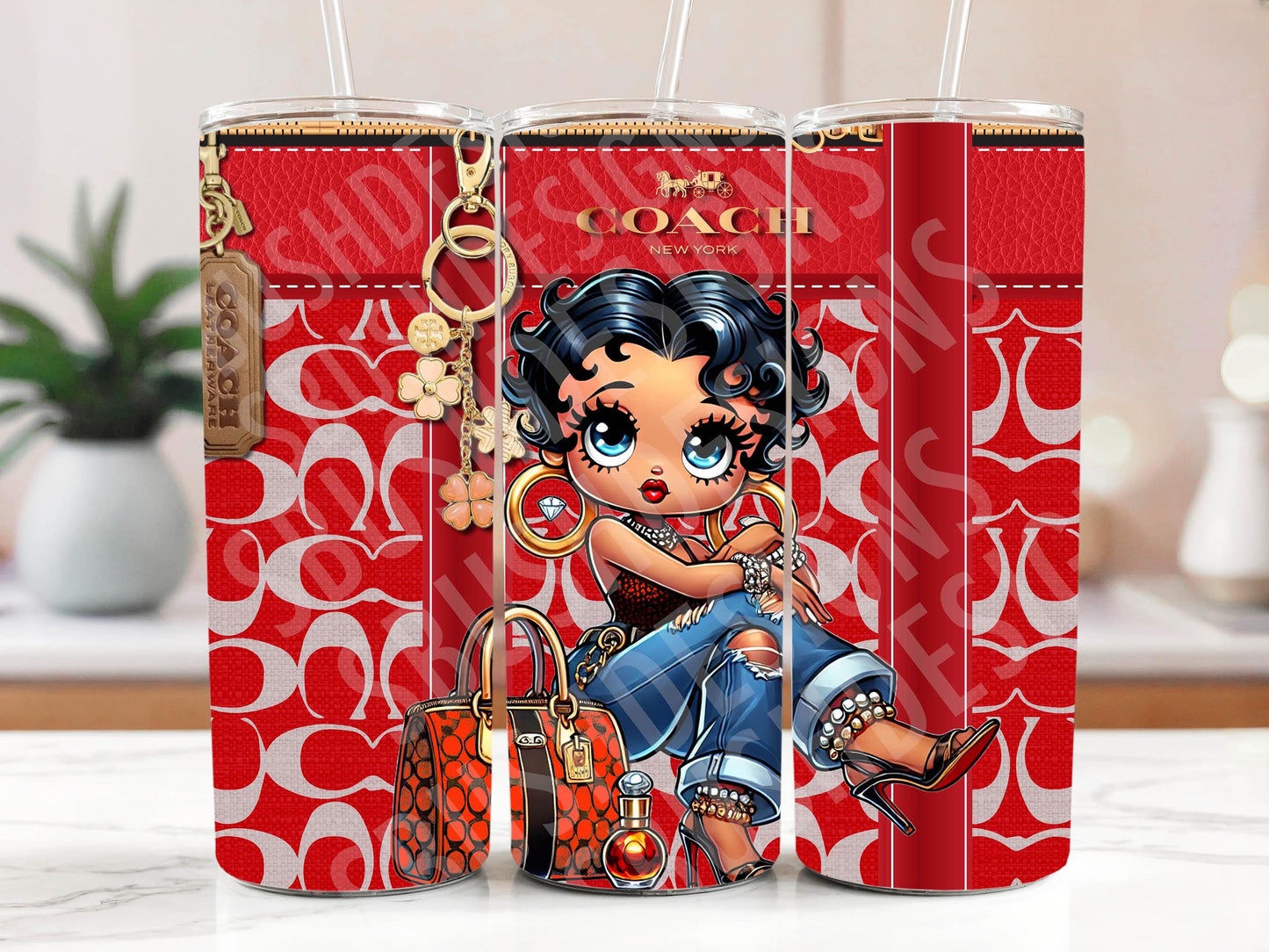 Fabulous Betty Boop Purse Tumbler Wrap PNG High Resolution File -  Betty Boop Luxury Classic Red Themed Designer Tumbler File