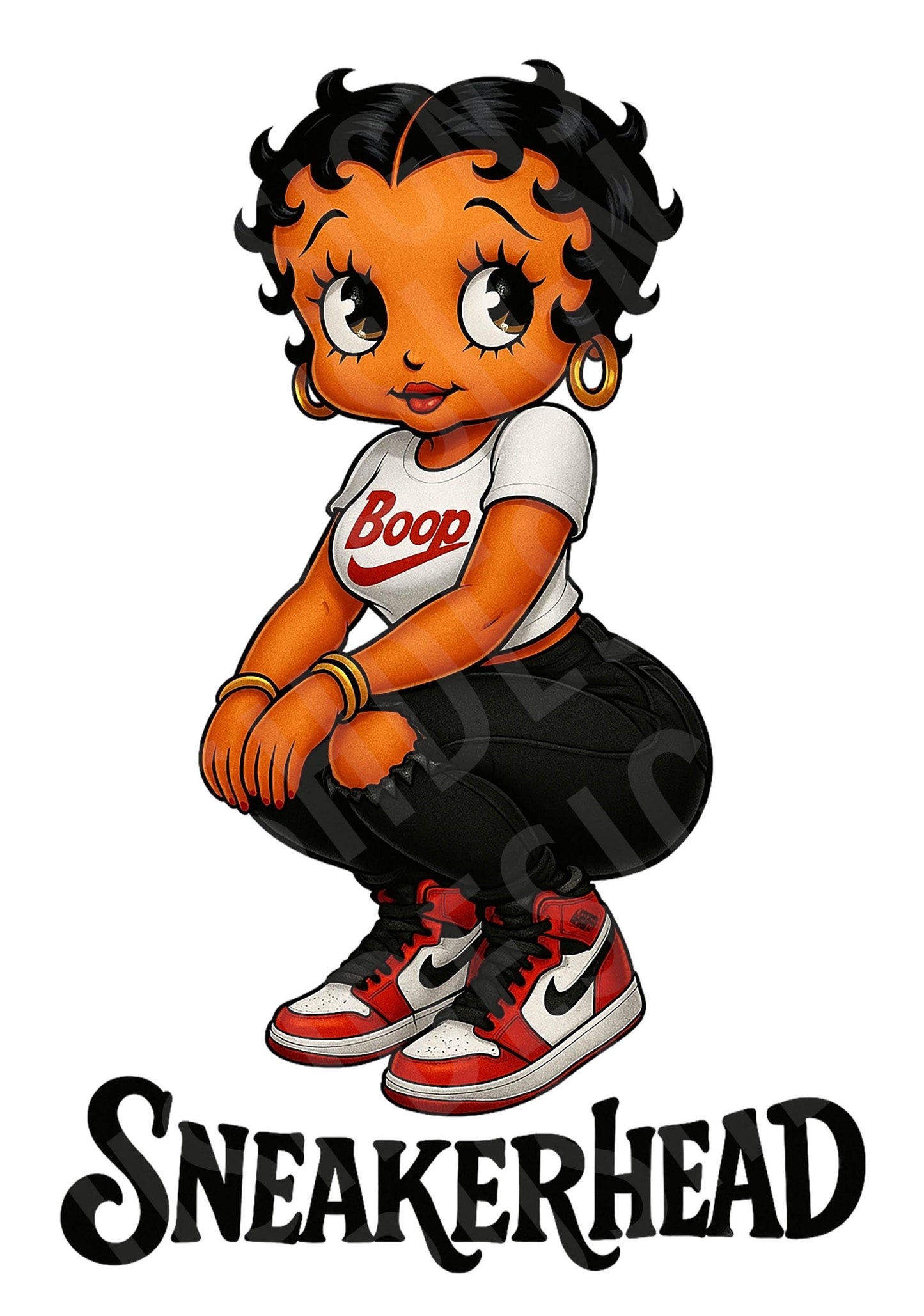 Betty Boop Sneakerhead PNG File - No Background High Resolution File -  Black Betty Boop Sneaker Lover File - Great for Tshirts, Totes, etc